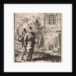 Two travelers watching a man behind the bars of a prison by Pieter Arentsz & Cornelis van der Sys II