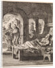 Sick man is lonely in bed while outside two men walking past by Pieter Arentsz & Cornelis van der Sys II