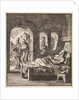 Sick man is lonely in bed while outside two men walking past by Pieter Arentsz & Cornelis van der Sys II