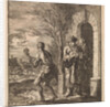 Man with fur coat and fur hat looking at almost naked man by Pieter Arentsz & Cornelis van der Sys II