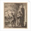Man with fur coat and fur hat looking at almost naked man by Pieter Arentsz & Cornelis van der Sys II