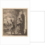 Man with fur coat and fur hat looking at almost naked man by Pieter Arentsz & Cornelis van der Sys II
