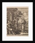 Seated man with cup and can turns from a thirsty hiker by Pieter Arentsz & Cornelis van der Sys II
