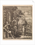 Seated man with cup and can turns from a thirsty hiker by Pieter Arentsz & Cornelis van der Sys II