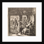 Family makes dismissive gestures to a poor man who asks for help by Cornelis van der Sys II