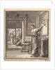 Man writing from right to left on a slate wall by Pieter Arentsz & Cornelis van der Sys II