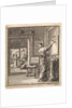 Man writing from right to left on a slate wall by Pieter Arentsz & Cornelis van der Sys II