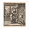 Woman reaches for the chain from a pot that hangs high above the fire by Pieter Arentsz & Cornelis van der Sys II