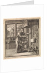 Woman reaches for the chain from a pot that hangs high above the fire by Pieter Arentsz & Cornelis van der Sys II