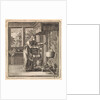 Woman reaches for the chain from a pot that hangs high above the fire by Pieter Arentsz & Cornelis van der Sys II