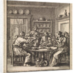 People sit at a table drinking coffee by Pieter Arentsz & Cornelis van der Sys II