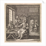 Figures at a table on which a loaf of bread and a knife can be seen by Pieter Arentsz & Cornelis van der Sys II