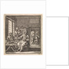 Figures at a table on which a loaf of bread and a knife can be seen by Pieter Arentsz & Cornelis van der Sys II