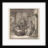 Woman next to a cradle with a baby by Cornelis van der Sys II