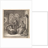 Woman next to a cradle with a baby by Cornelis van der Sys II