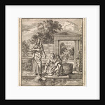 A woman fills a bucket of water on a jetty by Cornelis van der Sys II