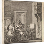 Three women at a wall clock by Pieter Arentsz & Cornelis van der Sys II