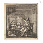 Man extinguishes a candle with a candle snuffer by Pieter Arentsz & Cornelis van der Sys II