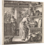 Woman cleans a pot by Pieter Arentsz & Cornelis van der Sys II