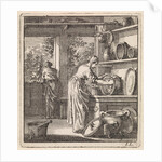 Woman cleans a pot by Pieter Arentsz & Cornelis van der Sys II