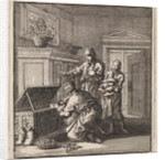 Three men near a money box by Pieter Arentsz & Cornelis van der Sys II