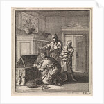 Three men near a money box by Pieter Arentsz & Cornelis van der Sys II
