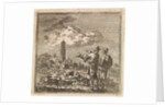 Two men watching a church tower by Pieter Arentsz & Cornelis van der Sys II