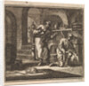 In a basement two men are looking at the trail of a snail by Pieter Arentsz & Cornelis van der Sys II