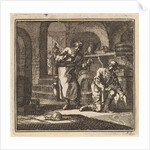 In a basement two men are looking at the trail of a snail by Pieter Arentsz & Cornelis van der Sys II
