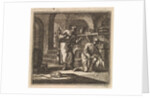 In a basement two men are looking at the trail of a snail by Pieter Arentsz & Cornelis van der Sys II