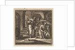 In a basement two men are looking at the trail of a snail by Pieter Arentsz & Cornelis van der Sys II