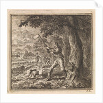 Lumberjack is working to cut down a tree by Pieter Arentsz & Cornelis van der Sys II