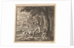 Lumberjack is working to cut down a tree by Pieter Arentsz & Cornelis van der Sys II