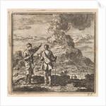 Two hikers looking at the smoking Etna, Italy by Pieter Arentsz & Cornelis van der Sys II
