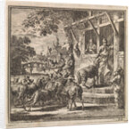 Sheep are led inside a butcher's by Pieter Arentsz & Cornelis van der Sys II