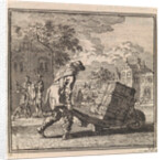 Man carrying a heavy package on a wheelbarrow by Arentsz Pieter Cornelis van der Sys II