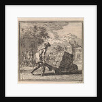 Man carrying a heavy package on a wheelbarrow by Arentsz Pieter Cornelis van der Sys II