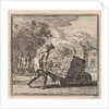 Man carrying a heavy package on a wheelbarrow by Arentsz Pieter Cornelis van der Sys II