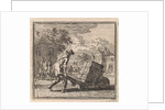 Man carrying a heavy package on a wheelbarrow by Arentsz Pieter Cornelis van der Sys II