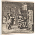 Man with gout gets food served at the fireplace by Pieter Arentsz & Cornelis van der Sys II