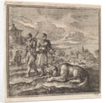 Dog chews off a bone by Pieter Arentsz & Cornelis van der Sys II