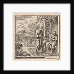 Two men in a garden with a gazebo by Pieter Arentsz & Cornelis van der Sys II