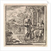 Two men in a garden with a gazebo by Pieter Arentsz & Cornelis van der Sys II