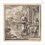 Two men in a garden with a gazebo by Pieter Arentsz & Cornelis van der Sys II