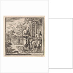 Two men in a garden with a gazebo by Pieter Arentsz & Cornelis van der Sys II