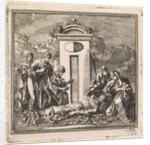 Six people mourn a dead person by Pieter Arentsz & Cornelis van der Sys II