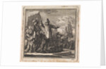 Conversation in a harbour between a man with a globe in his hands and a poorly dressed man with treasures by Pieter Arentsz & Cornelis van der Sys II
