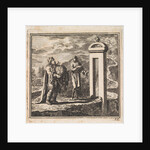 To pass through the narrow gate that leads to the narrow road, the man carrying the globe is too wide by Pieter Arentsz & Cornelis van der Sys II