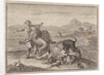 Two Abyssinian nobles being devoured by lions on the field that they ruined during their hunting by Frantz Martin Hertzen