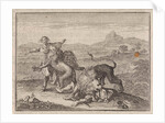 Two Abyssinian nobles being devoured by lions on the field that they ruined during their hunting by Frantz Martin Hertzen